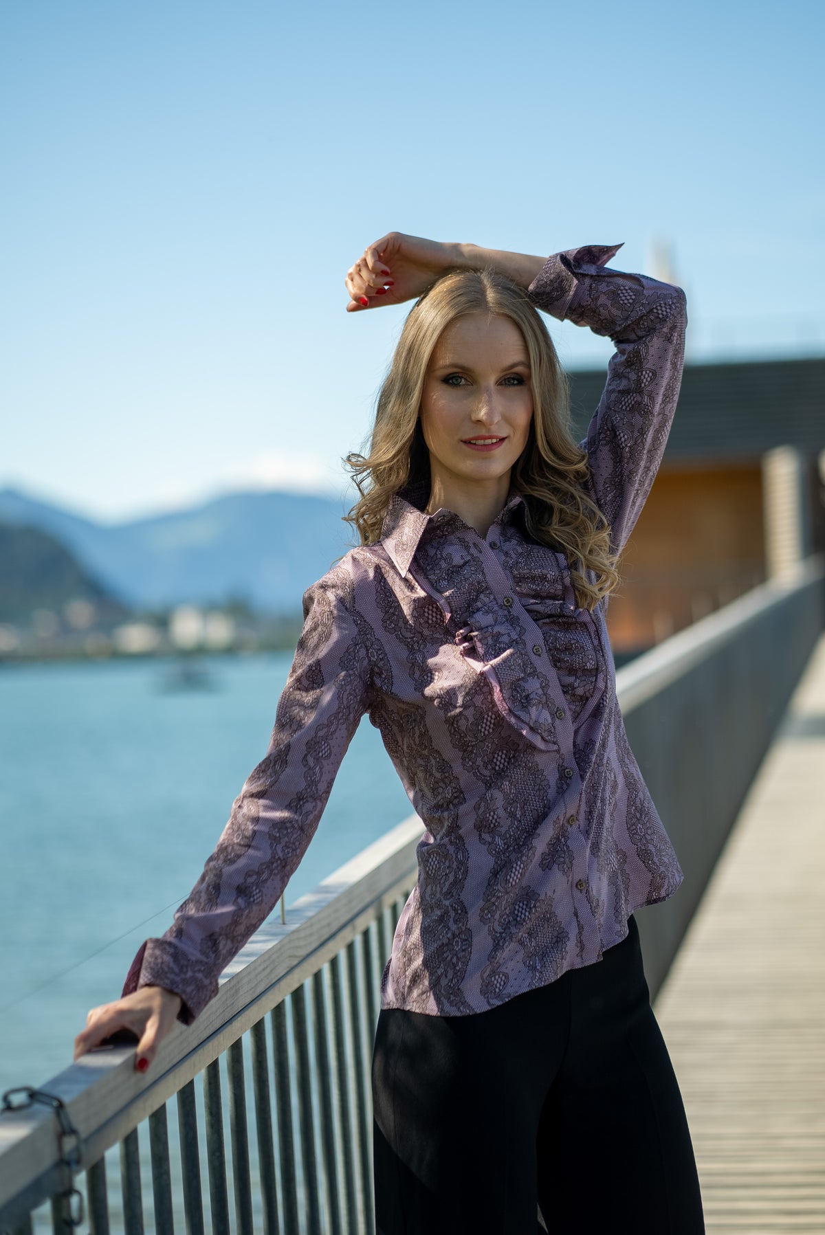 Bluse aus Bedruckte Seide