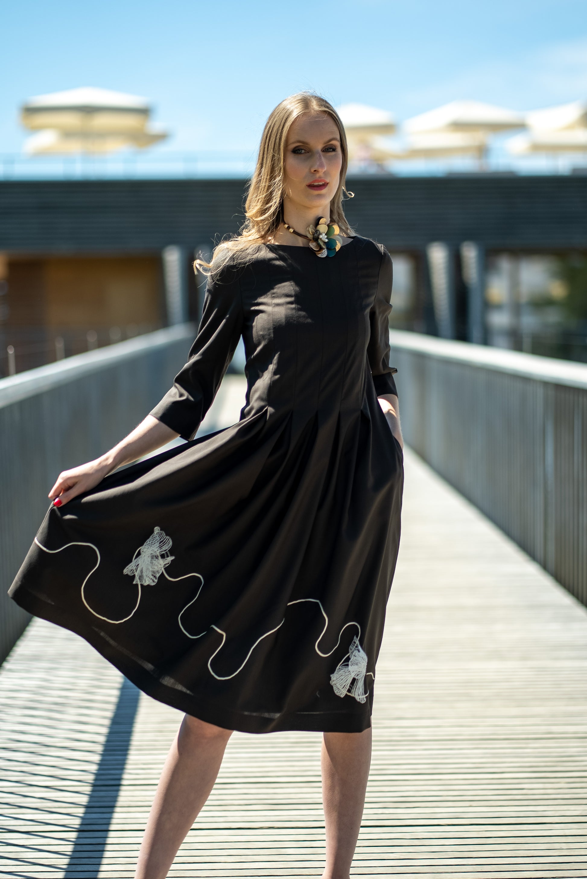 Kleid mit Taschen aus Italienische Schnurrwolle