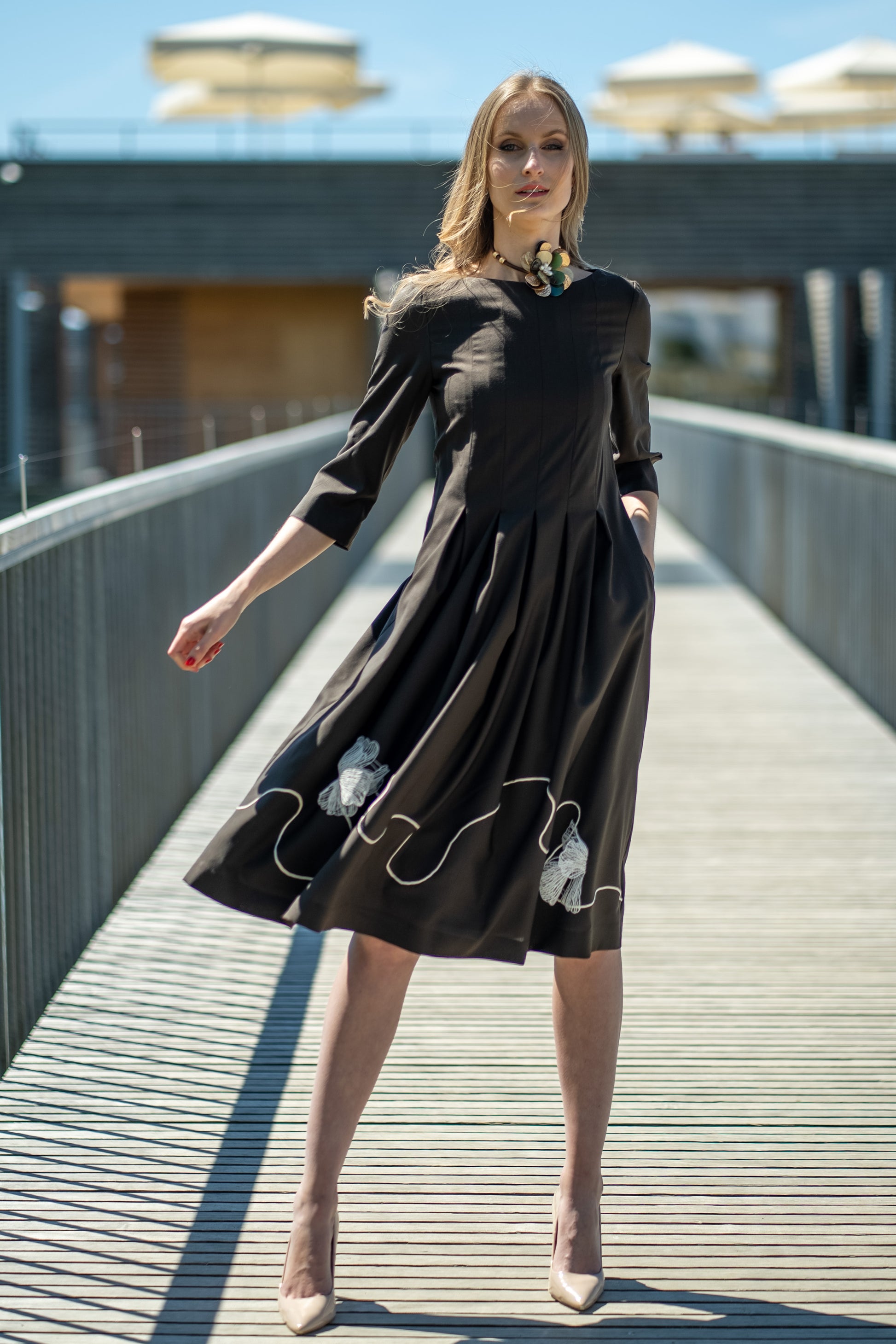 Kleid mit Taschen aus Italienische Schnurrwolle